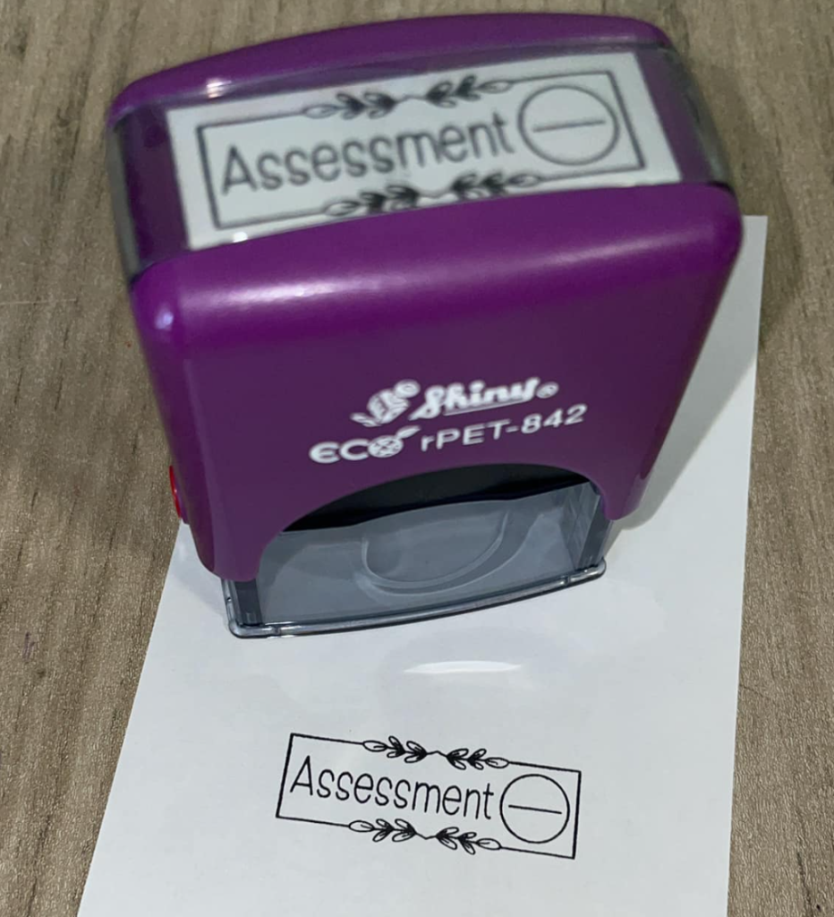 14mmx38mm self inking stamp - Assessment with mark circle | Juffrou 911 ...